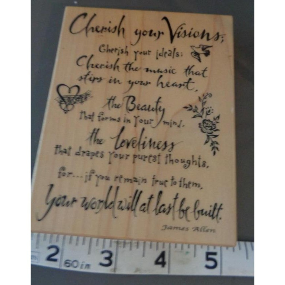 PSX K-3290 Cherish Your Visions Quote Rubber Stamp Scrapbooking Cards